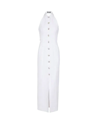 Bodycon-klänning i poplin med öppen rygg