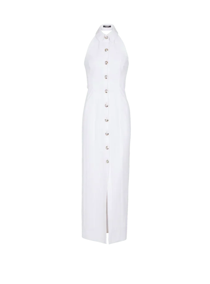 Bodycon-klänning i poplin med öppen rygg Bodycon-klänning i poplin med öppen rygg