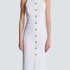 Bodycon-klänning i poplin med öppen rygg Bodycon-klänning i poplin med öppen rygg