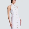 Bodycon-klänning i poplin med öppen rygg Bodycon-klänning i poplin med öppen rygg