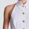 Bodycon-klänning i poplin med öppen rygg Bodycon-klänning i poplin med öppen rygg