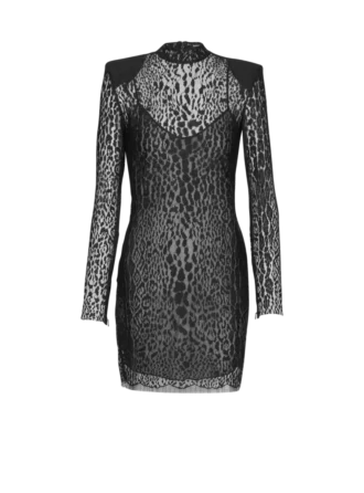 Bodycon-klänning i spets med leopardmönster