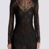 Bodycon-klänning i spets med leopardmönster