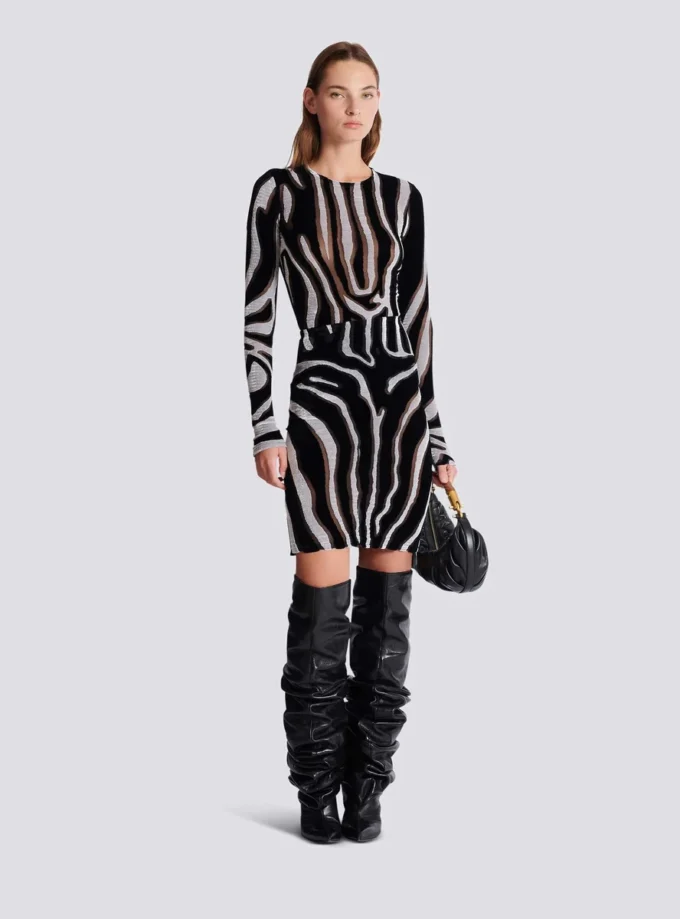 Bodycon-top i sammet med zebramönster
