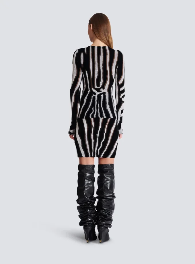 Bodycon-top i sammet med zebramönster
