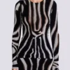 Bodycon-top i sammet med zebramönster
