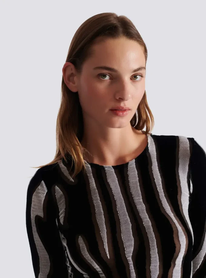 Bodycon-top i sammet med zebramönster