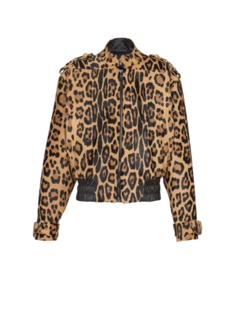 Bomberjacka i ponnyläder med leopardmönster