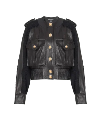 Bomberjacka i tweed och läder