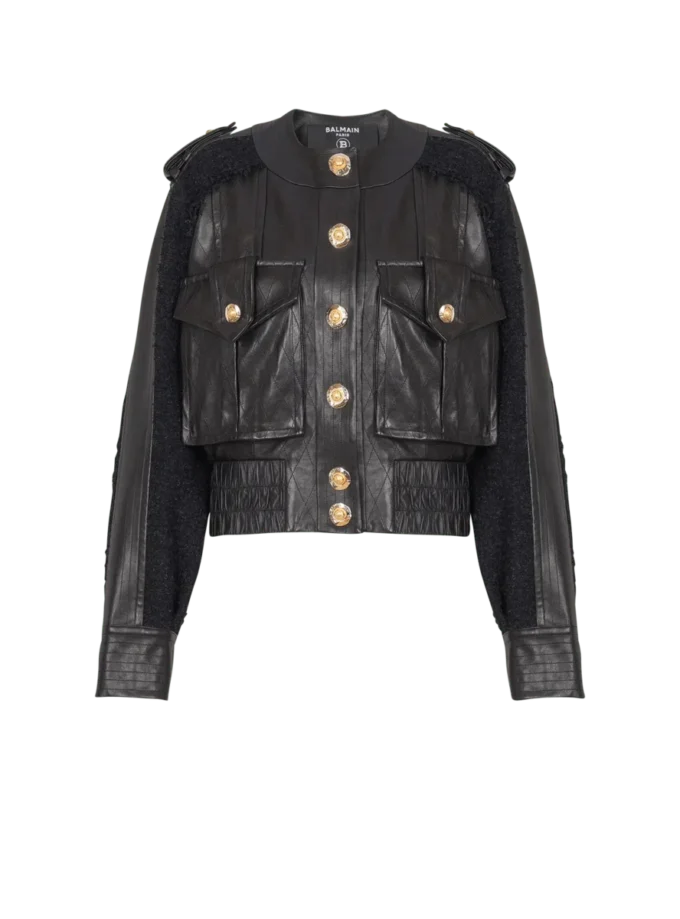 Bomberjacka i tweed och läder
