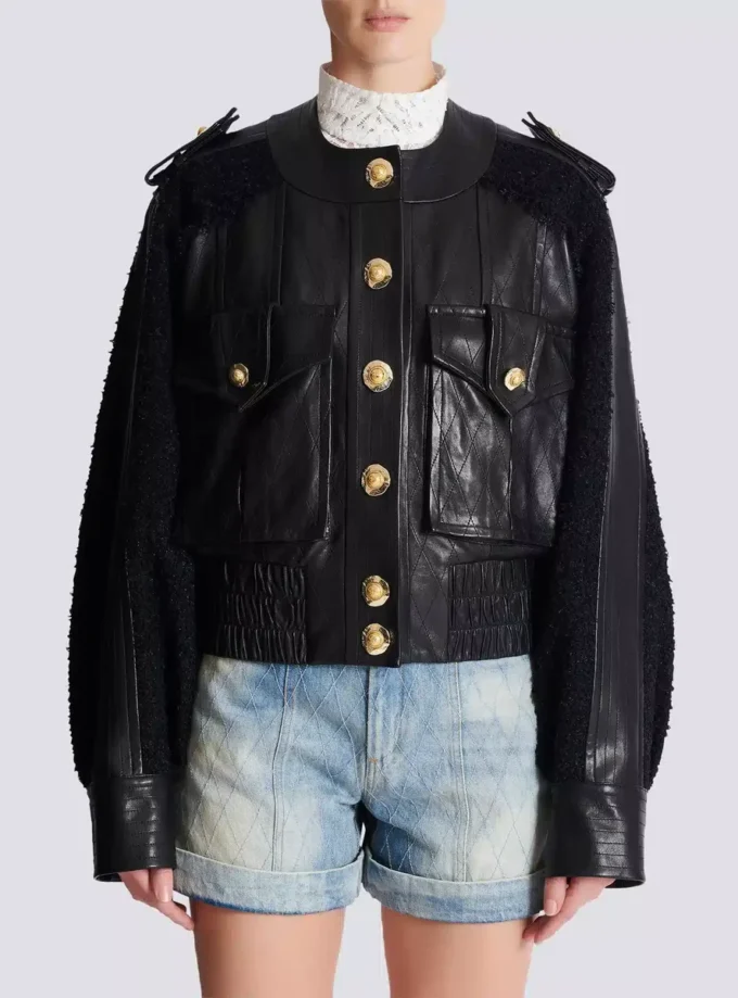 Bomberjacka i tweed och läder