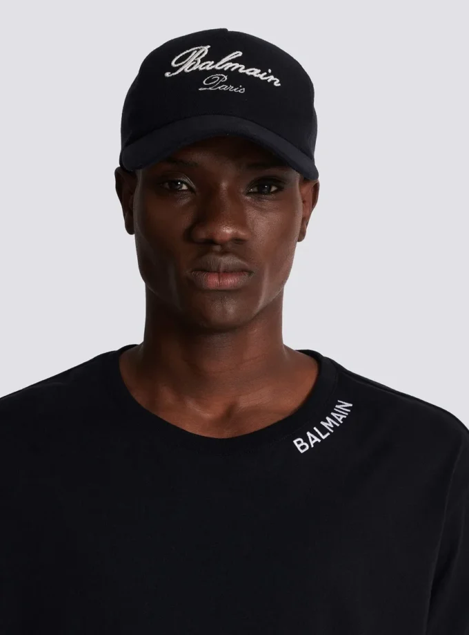 Bomullskeps med Balmain Signature-broderi