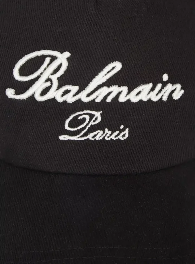Bomullskeps med Balmain Signature-broderi