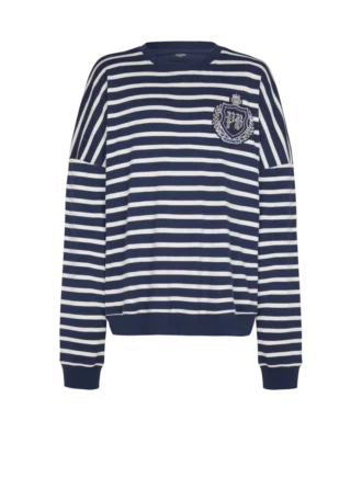 Bomullströja med collegeemblem och bretonska ränder