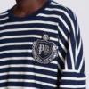 Bomullströja med collegeemblem och bretonska ränder