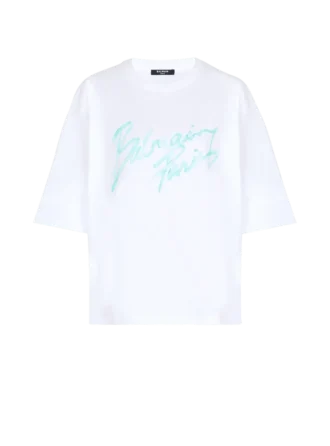 Boxig T-shirt med Balmain Paris Brush-tryck