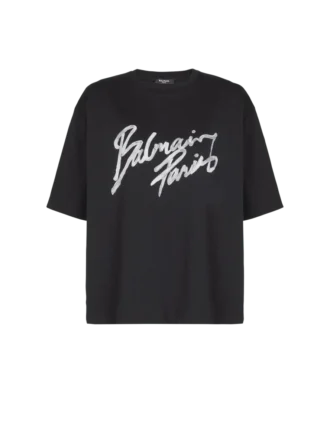 Boxig T-shirt med Balmain Paris Brush-tryck