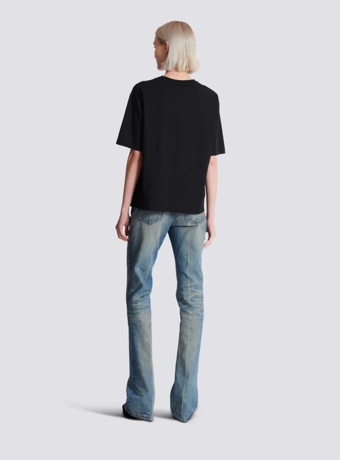 Boxig T-shirt med Balmain Paris Brush-tryck Boxig T-shirt med Balmain Paris Brush-tryck