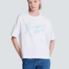 Boxig T-shirt med Balmain Paris Brush-tryck Boxig T-shirt med Balmain Paris Brush-tryck