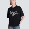 Boxig T-shirt med Balmain Paris Brush-tryck Boxig T-shirt med Balmain Paris Brush-tryck
