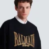 Broderad Balmain College-tröja