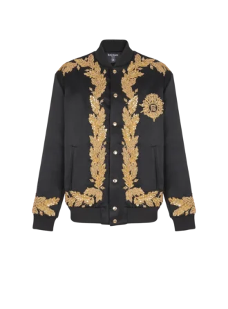 Broderad bomberjacka i cupro