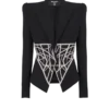 Broderad slim fit-jacka i grain de poudre Broderad slim fit-jacka i grain de poudre