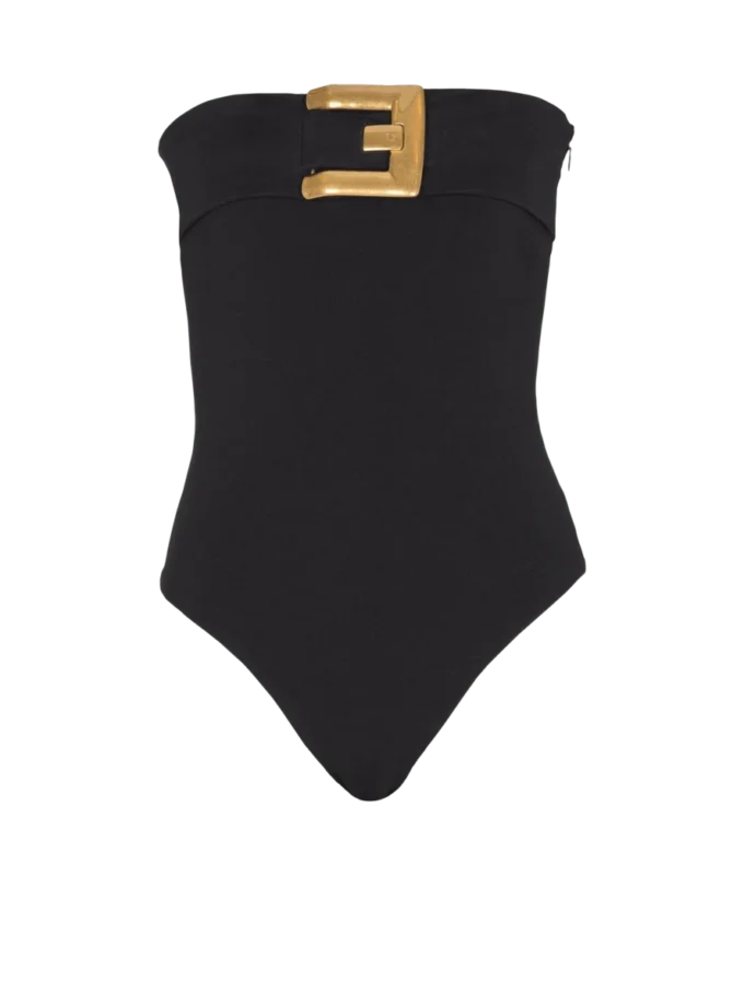 Bustier-bodysuit i crepe med bältesdetalj Bustier-bodysuit i crepe med bältesdetalj