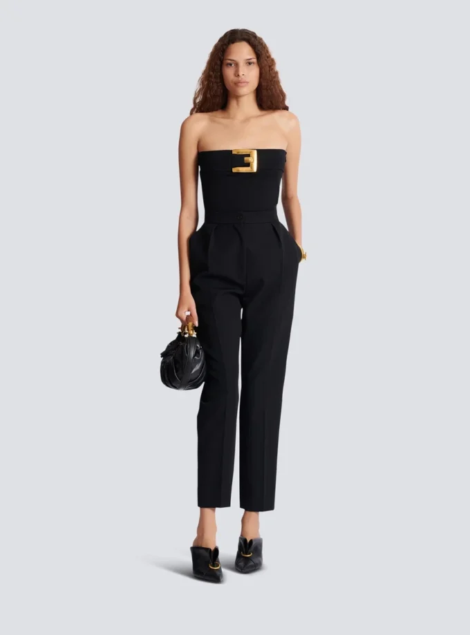 Bustier-bodysuit i crepe med bältesdetalj Bustier-bodysuit i crepe med bältesdetalj