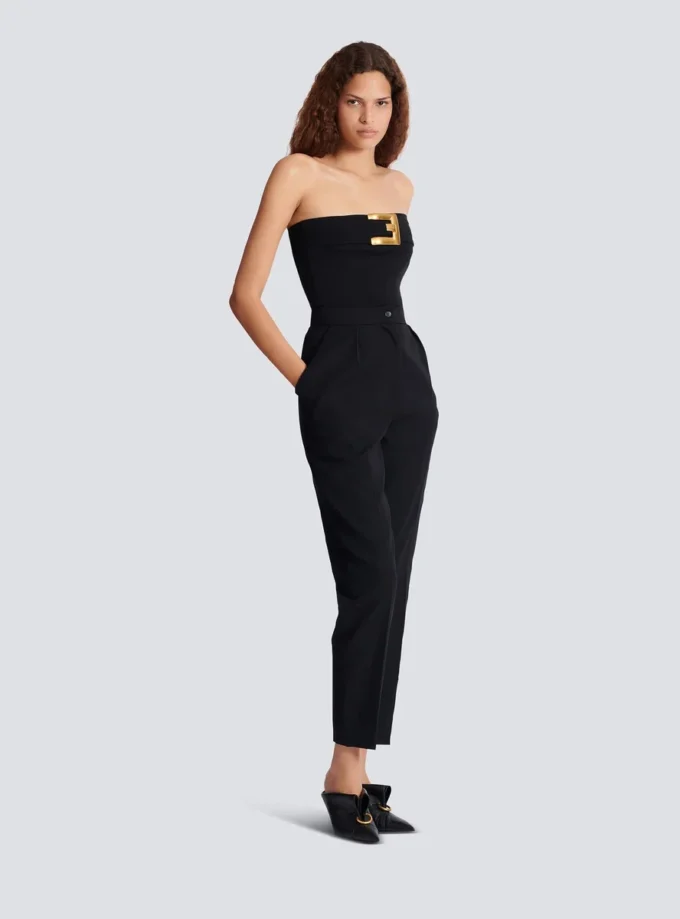 Bustier-bodysuit i crepe med bältesdetalj Bustier-bodysuit i crepe med bältesdetalj