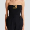 Bustier-bodysuit i crepe med bältesdetalj Bustier-bodysuit i crepe med bältesdetalj
