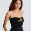 Bustier-bodysuit i crepe med bältesdetalj Bustier-bodysuit i crepe med bältesdetalj