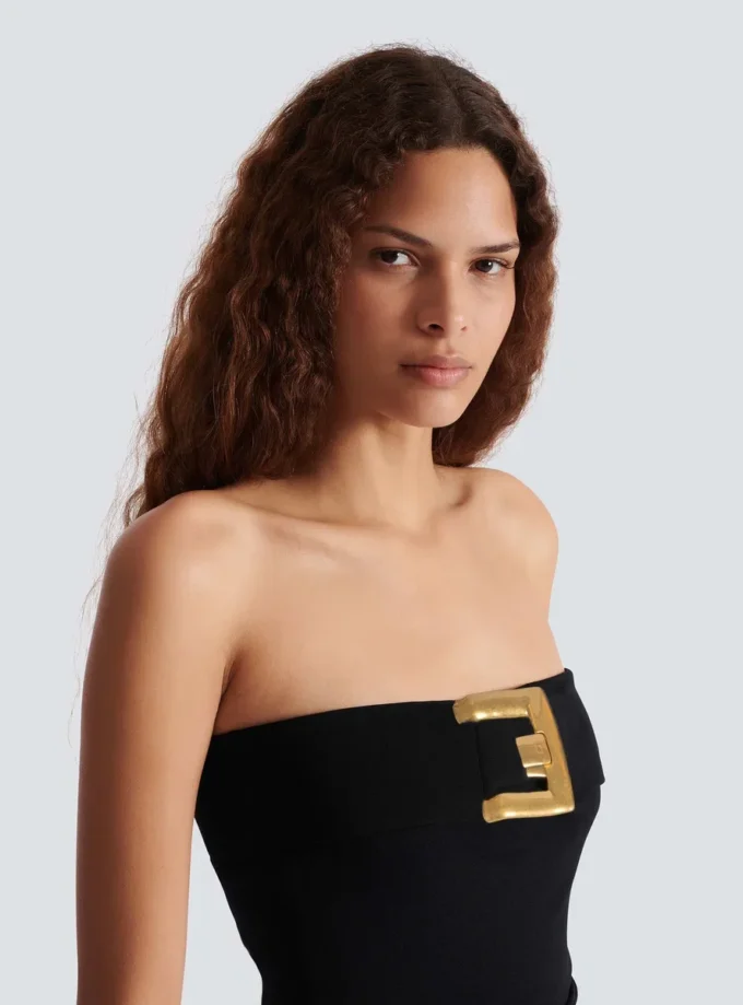 Bustier-bodysuit i crepe med bältesdetalj Bustier-bodysuit i crepe med bältesdetalj
