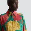 Crepe skjortklänning med rosmönster Crepe skjortklänning med rosmönster