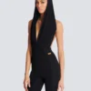 Drapad bodysuit med huva