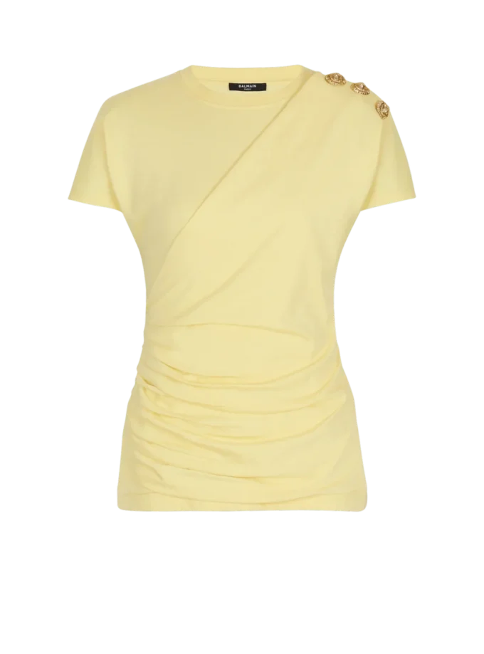 Drapierad T-shirt med knappar