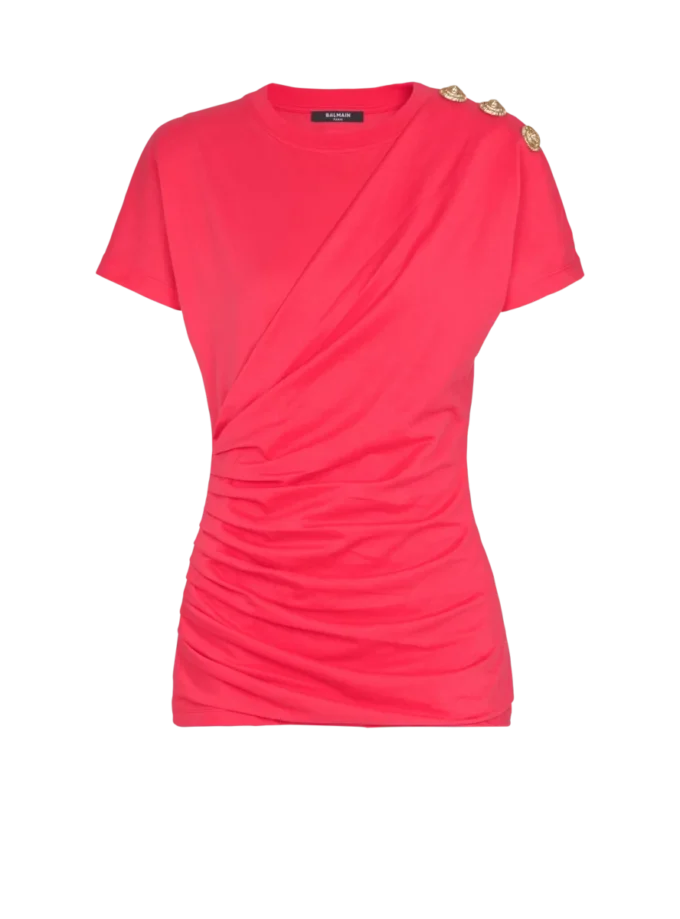 Drapierad T-shirt med knappar