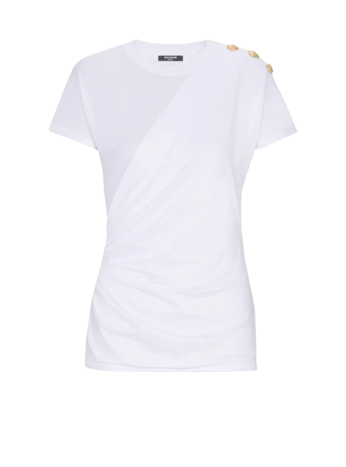 Drapierad T-shirt med knappar