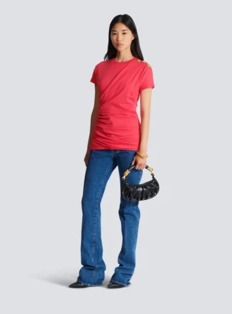 Drapierad T-shirt med knappar