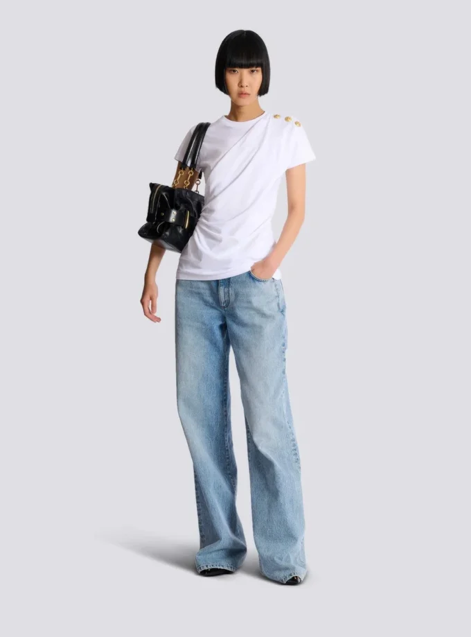 Drapierad T-shirt med knappar
