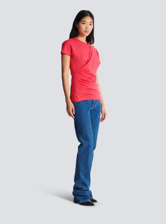 Drapierad T-shirt med knappar