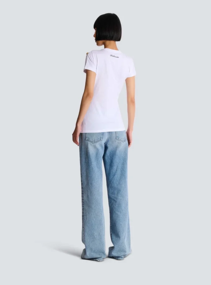 Drapierad T-shirt med knappar