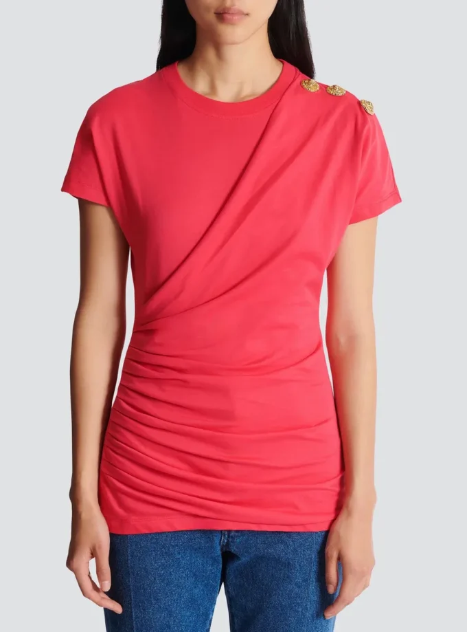 Drapierad T-shirt med knappar