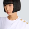 Drapierad T-shirt med knappar
