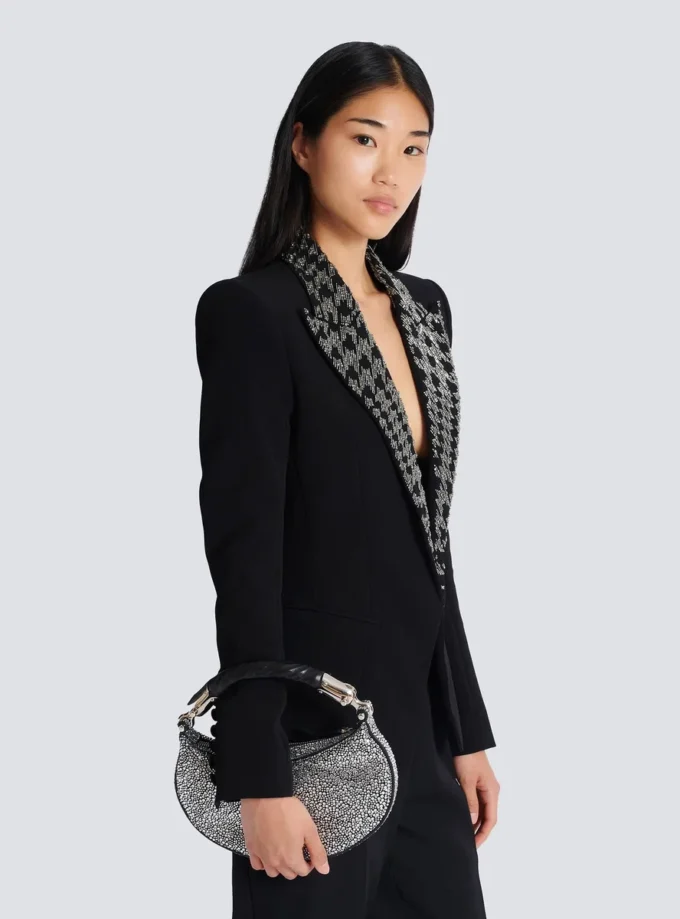 Ebene Mini-väska i mocka och kristaller