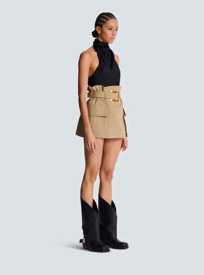 Gabardinekjol med hög midja