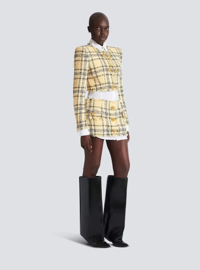 Glittrig tweedminikjol