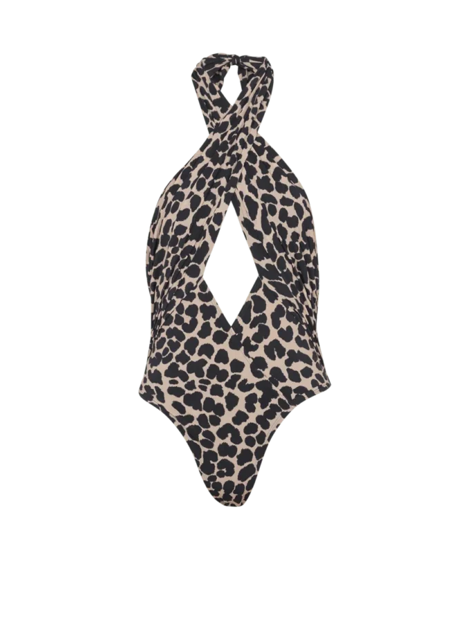 Hel baddräkt med leopardmönster