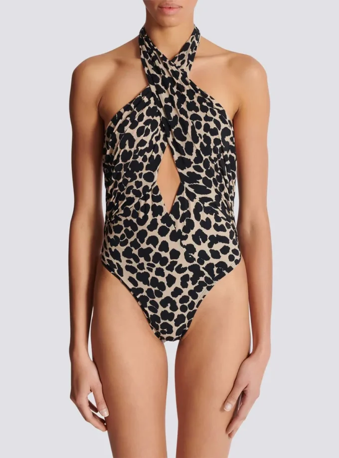 Hel baddräkt med leopardmönster