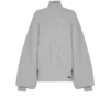 Höghalsad ribbad stickad tröja